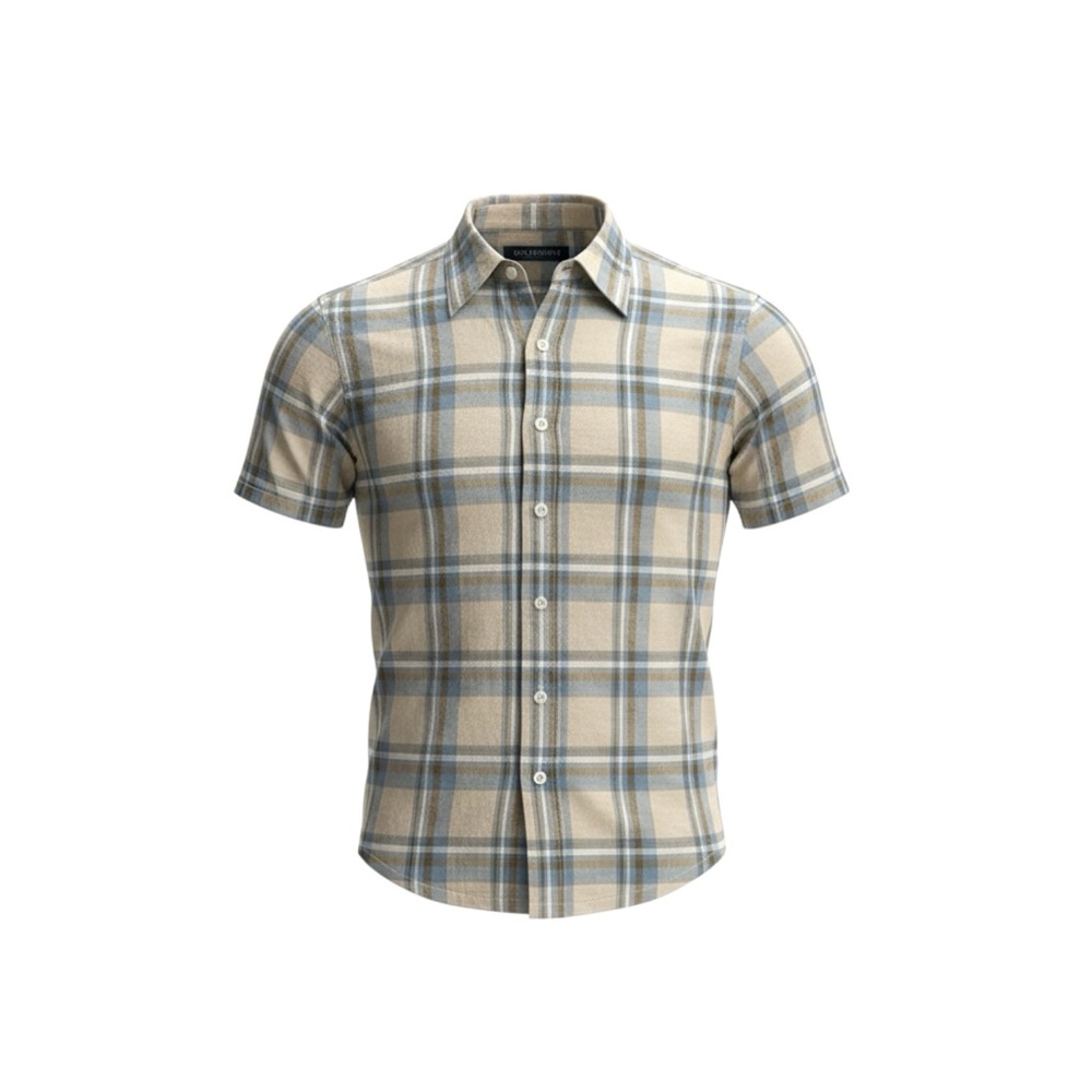 ISLE BAY LINENS Men’s Plaid SS Linen blend shirt EUC M